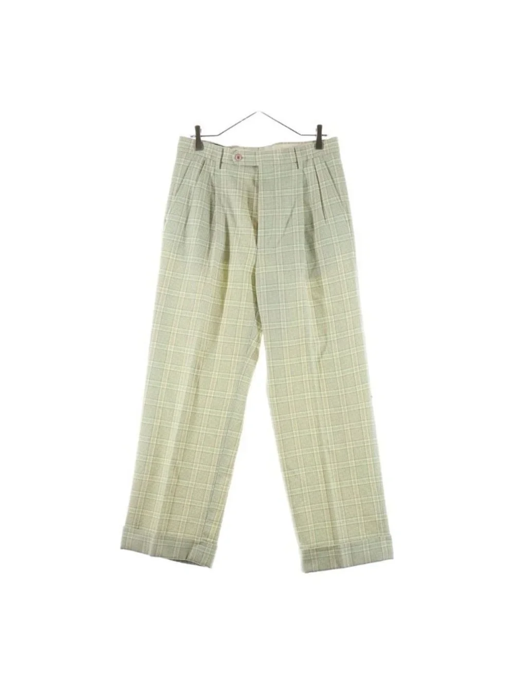 Gucci Tartan Check Double Woolslacks Yellow Green